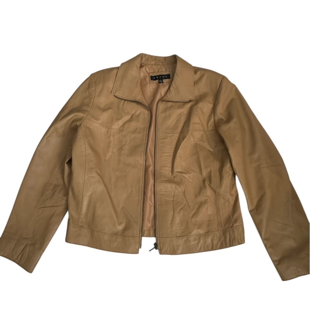 Revue Lamb leather brown tan jacket, size 12 / L